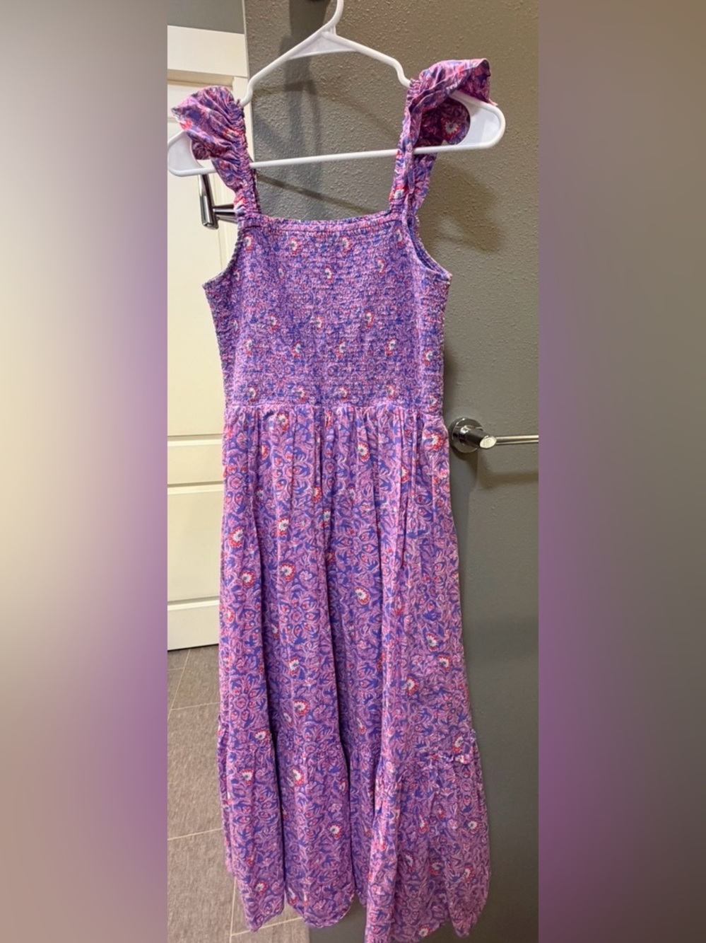 Vineyard Vines Lavender Purple Floral Ruffle-Strap Maxi Dress